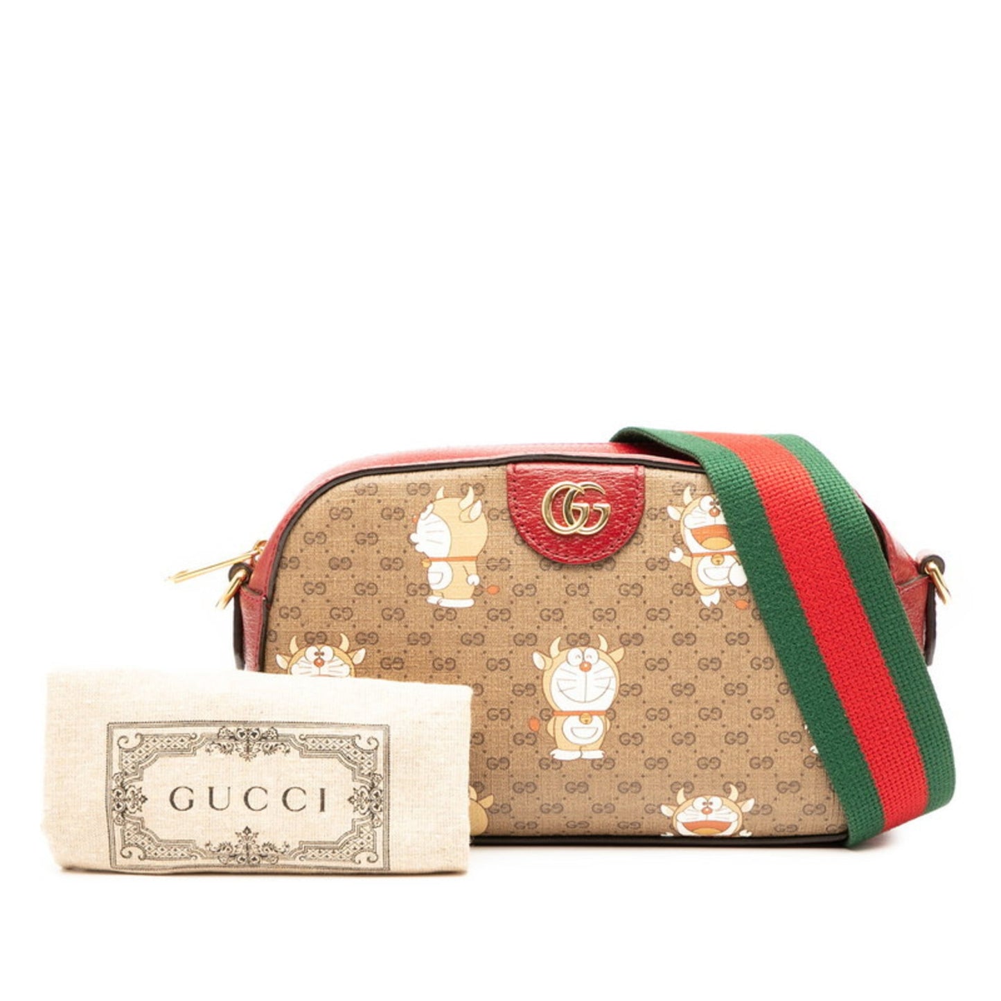 Gucci Brown Red Color Pvc Leather Shoulder Bag ( )