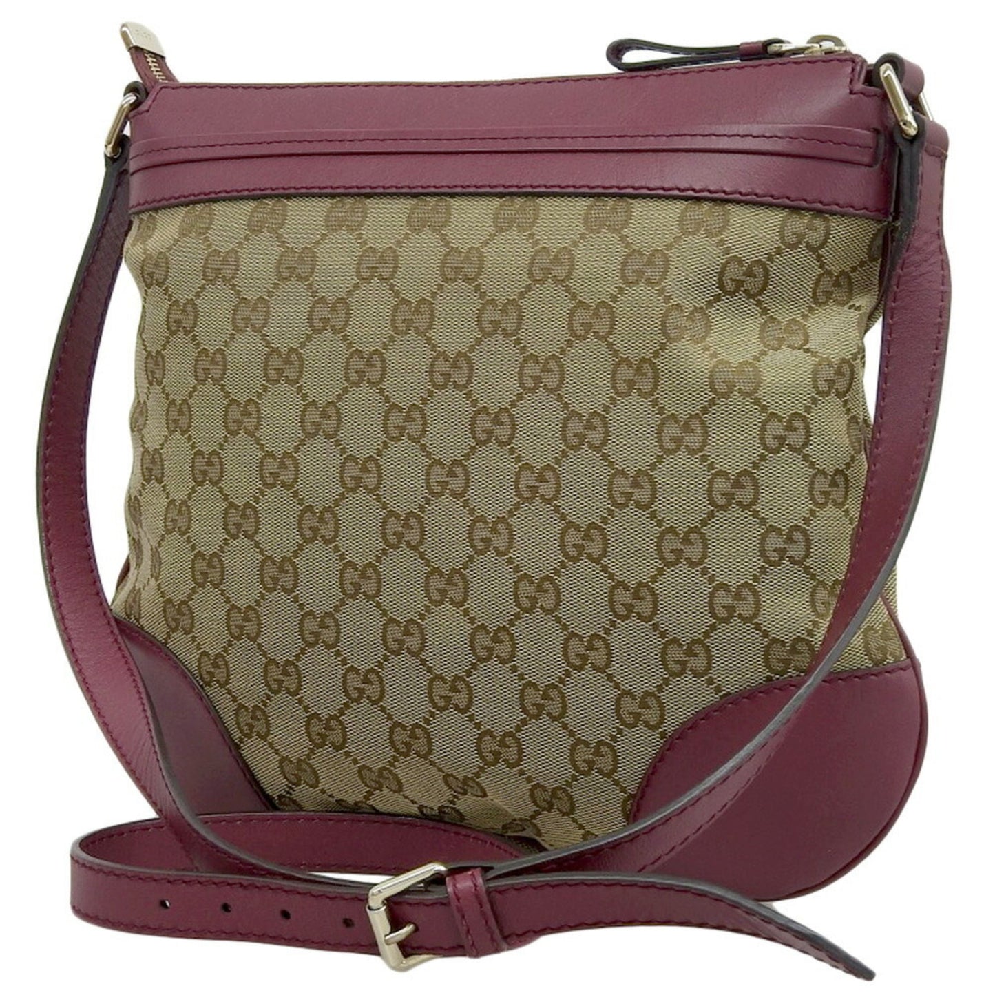 Gucci Beige Red Color Gg Canvas Leather Shoulder Bag ( )