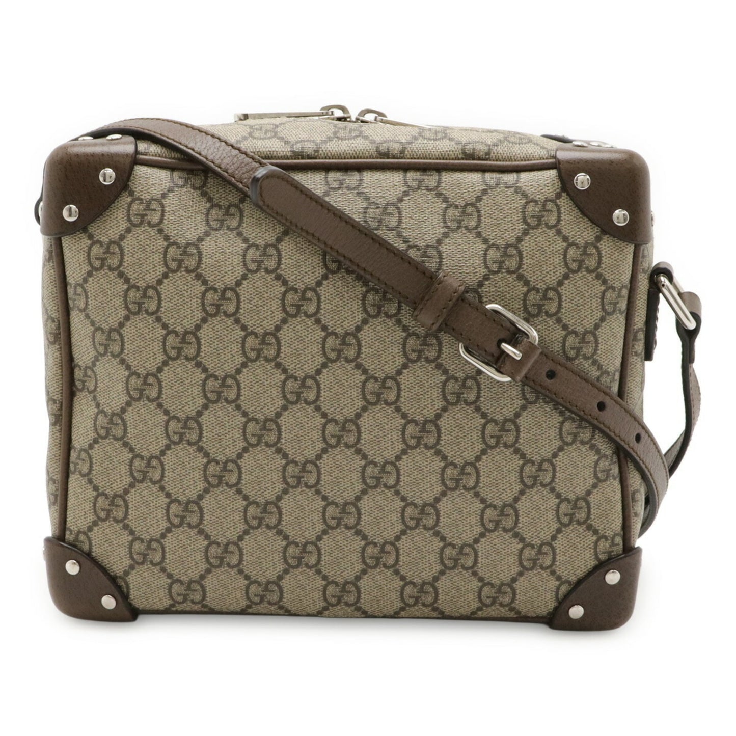 Gucci Beige Dark Brown Gg Supreme Leather Shoulder Bag ( )