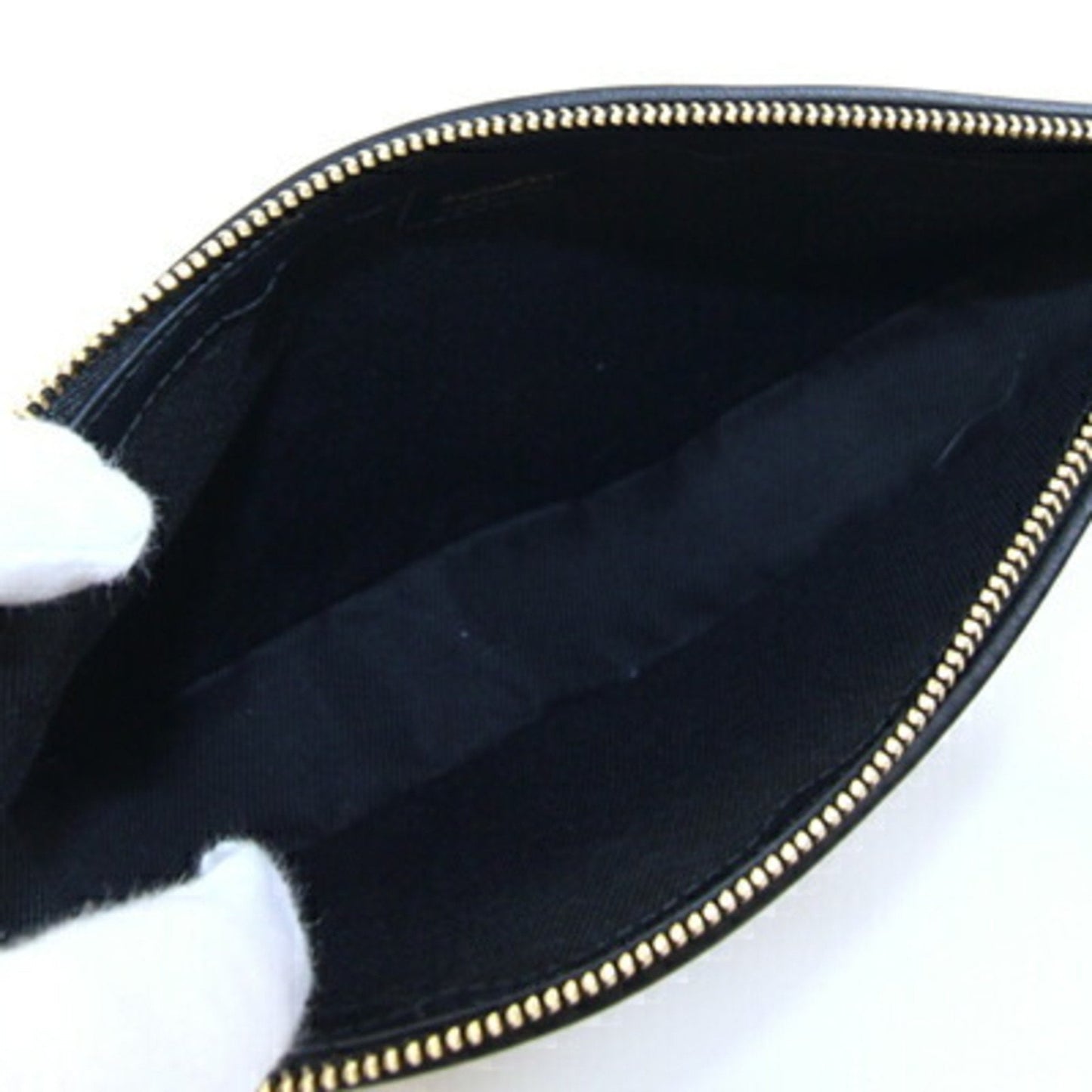 Burberry Beige Black Pvc Leather Clutch Bag Pouch ( )