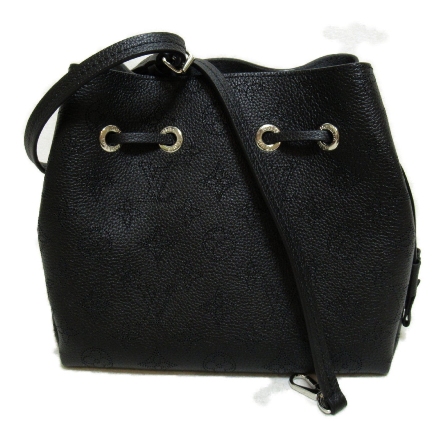 LOUIS VUITTON Bella Shoulder Bag Black Black Mahina leather