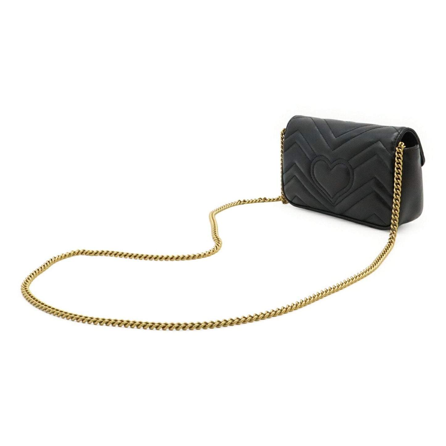 Gucci Gg Marmont Black Leather Pochette Shoulder Bag ( )