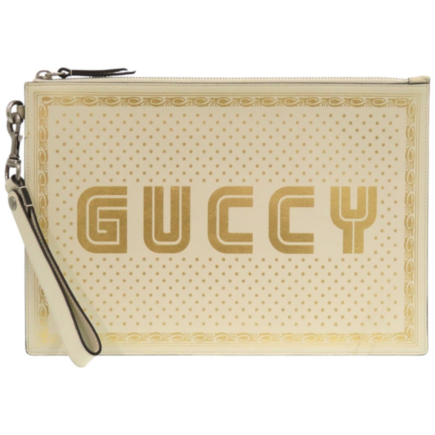 Gucci Gold Ivory Leather Clutch Bag ( )