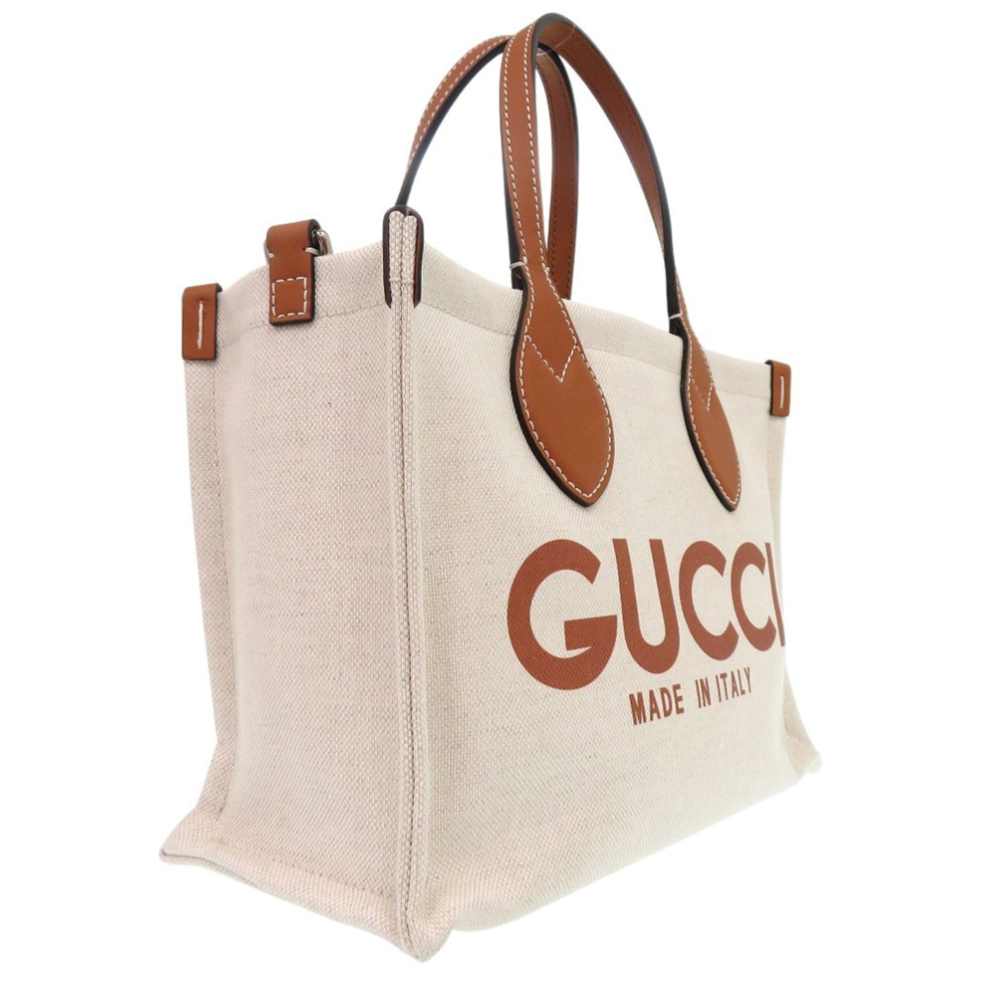 Gucci Beige Canvas Leather Handbag ( )