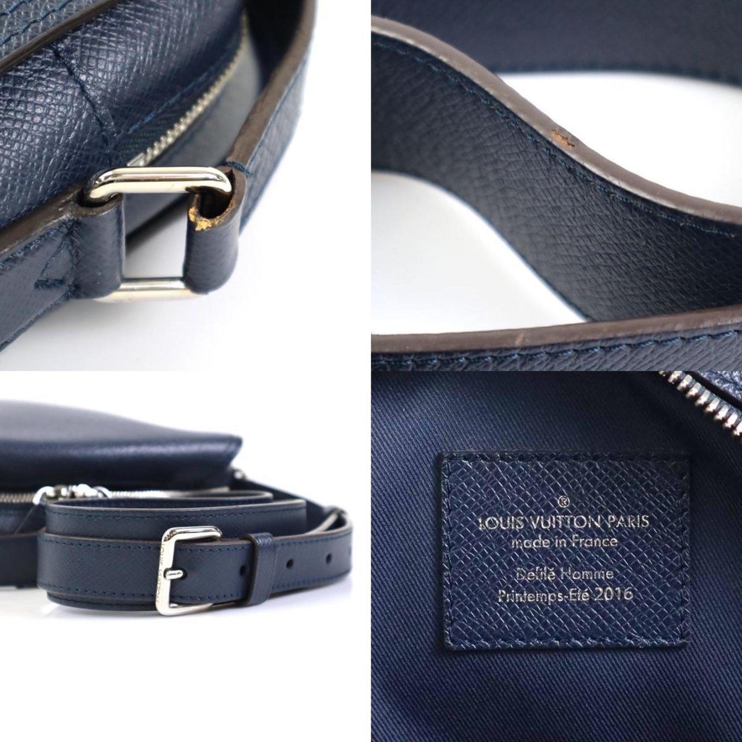 LOUIS VUITTON Crossbody Shoulder Bag Taiga Nikolai Messenger PM Indigo Blue Men's