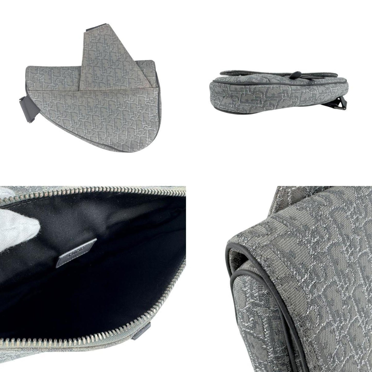 Christian Dior Gray Canvas Saddle Bag Shoulder Bag ()