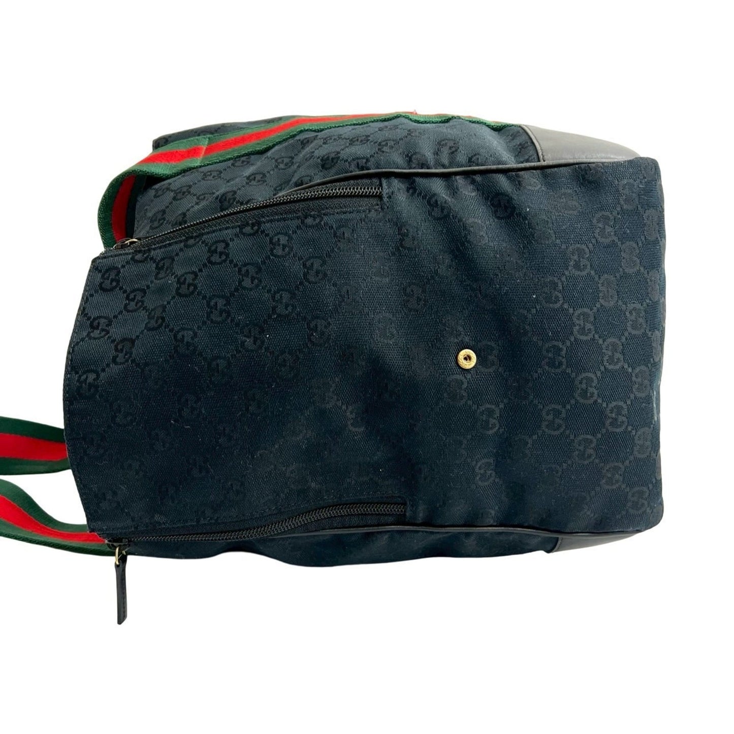 Gucci Black Green Red Color Canvas Leather Handbag Tote Bag ( )