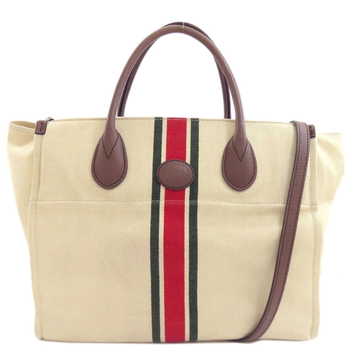 Gucci Beige Brown Canvas Handbag ( )