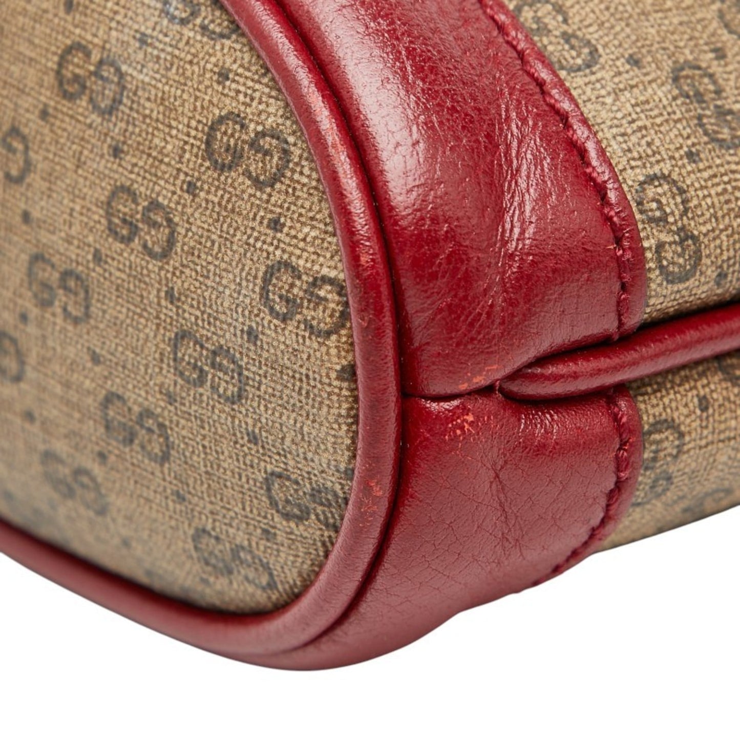 Gucci Beige Red Color Pvc Leather Shoulder Bag ( )