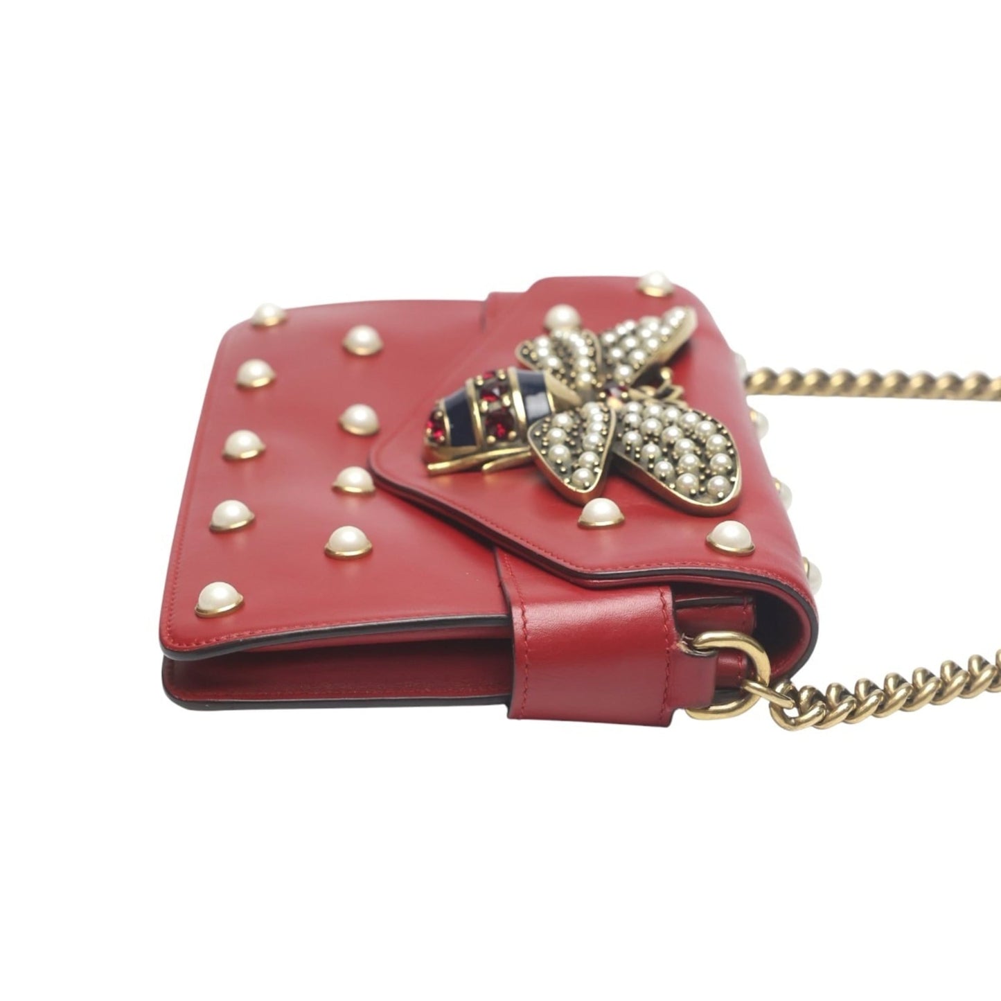 Gucci Red Color Leather Handbag Shoulder Bag ( )