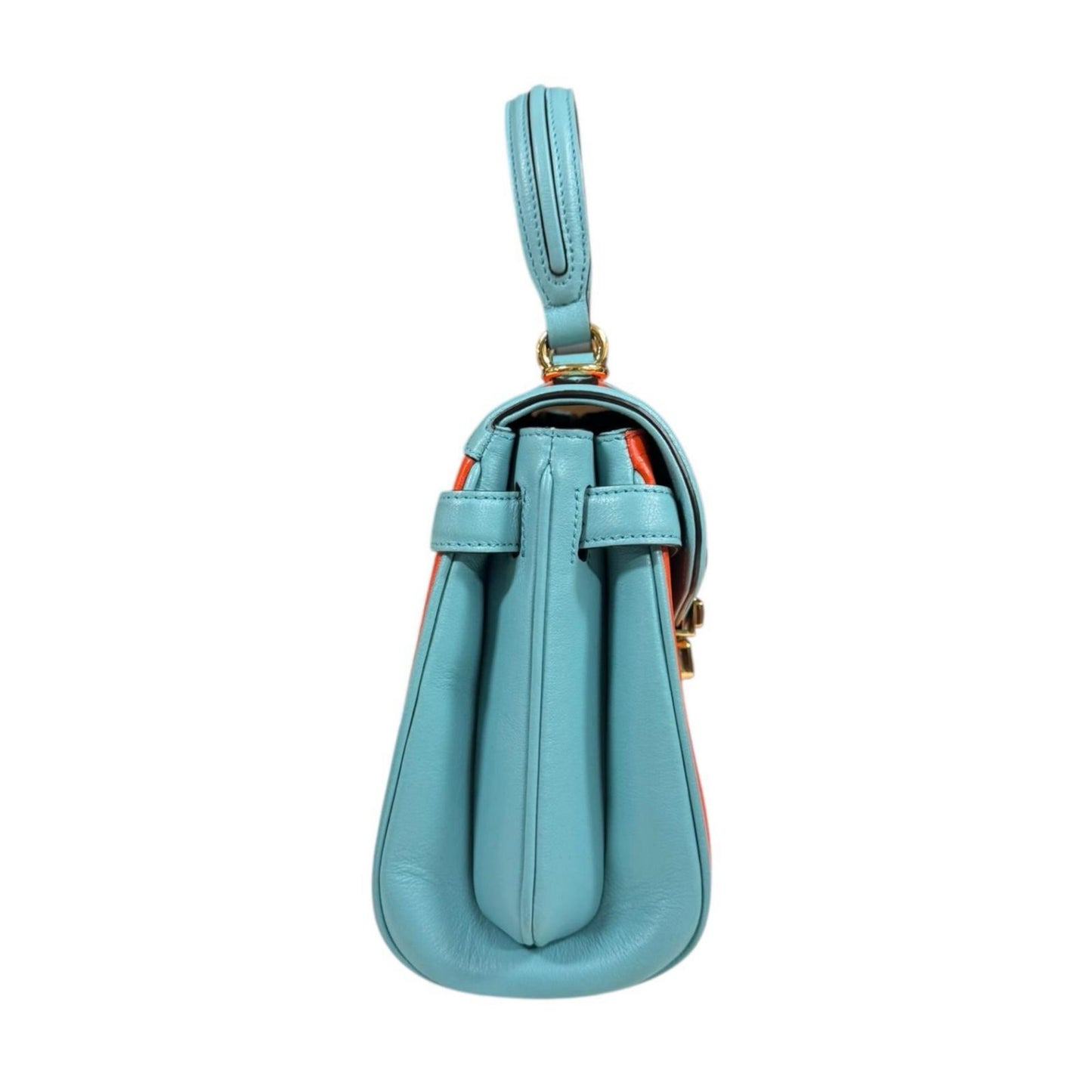 Gucci Light Blue Orange Leather Shoulder Bag ( )