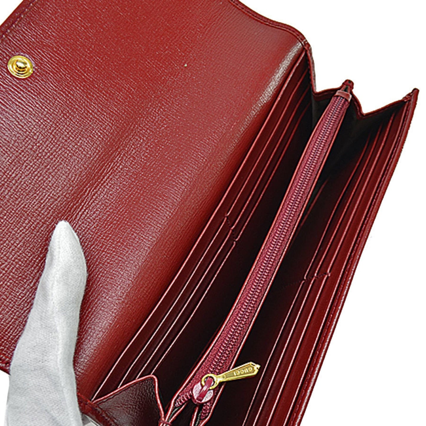 Gucci Gold Red Color Leather Long Wallet (Bi-Fold) ( )