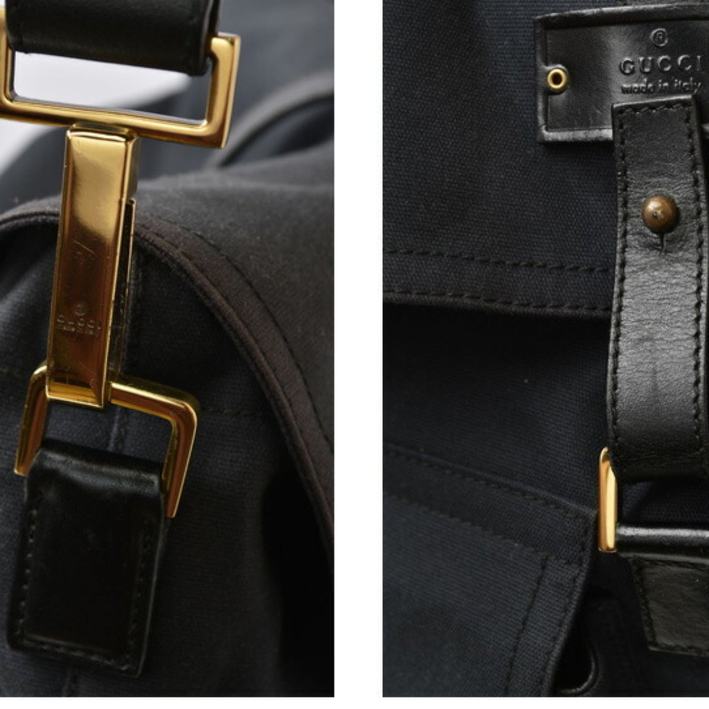 Gucci Black Cotton Canvas Shoulder Bag Sling Bag ( )