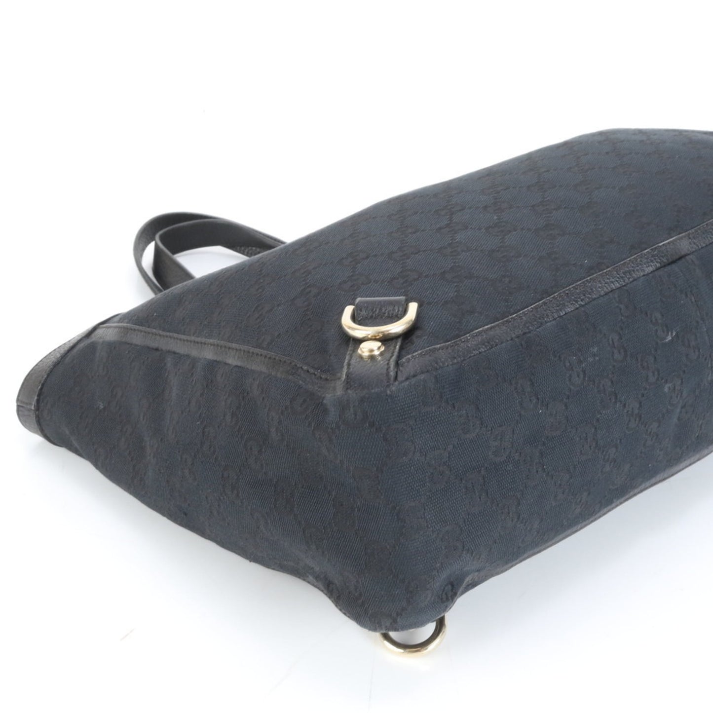 Gucci Black Leather Canvas Tote Bag ( )
