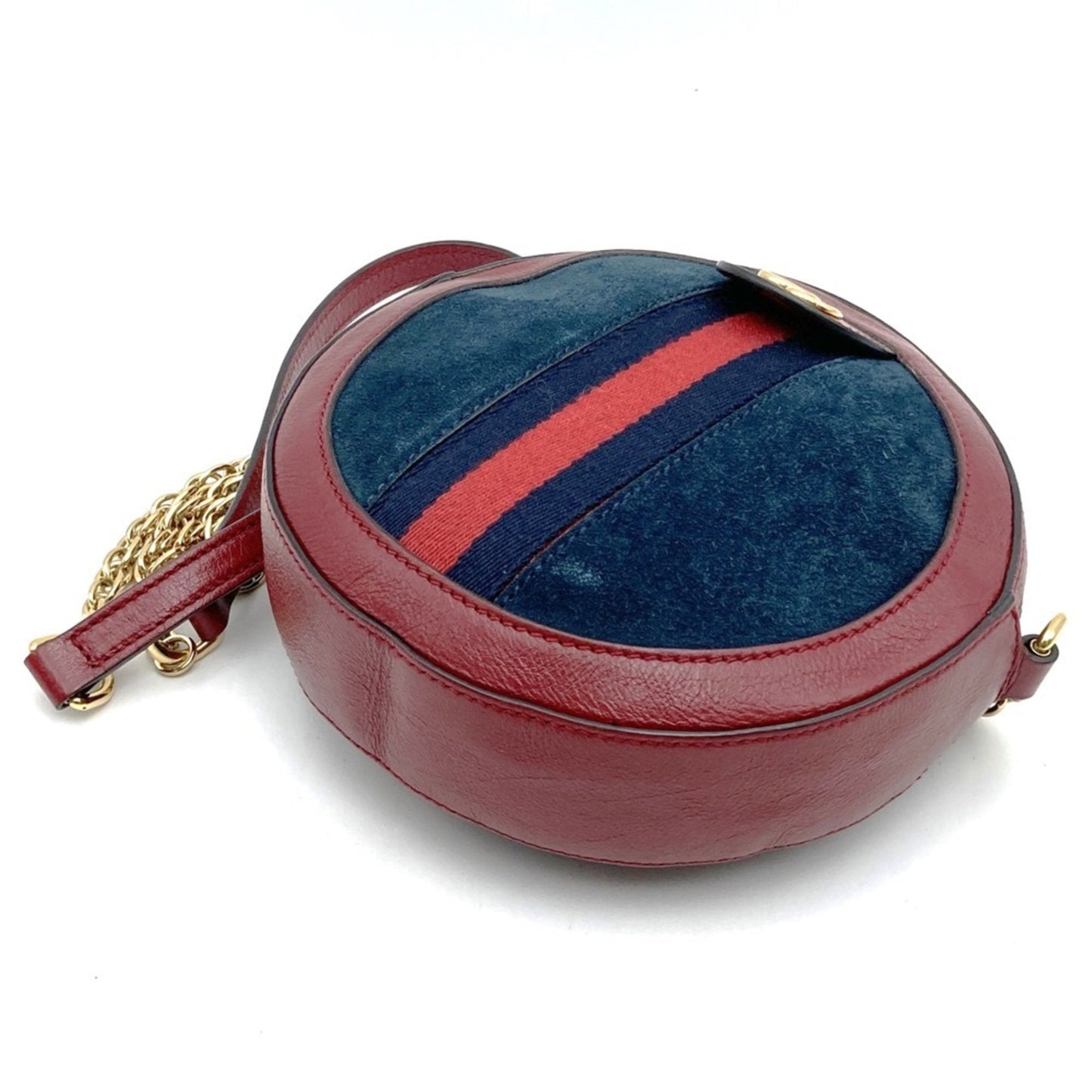 Gucci Gg Marmont Navy Red Color Suede Leather Shoulder Bag ( )