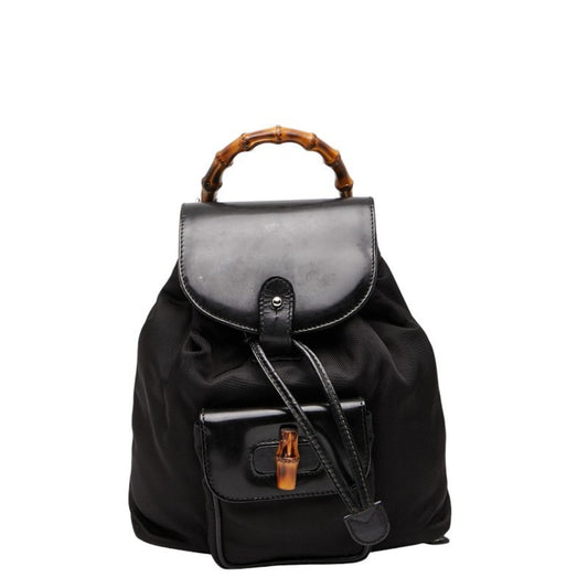 Gucci Black Nylon Leather Backpack ( )