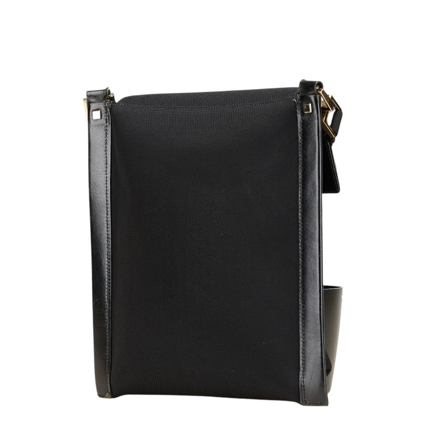 Gucci Black Leather Nylon Canvas Shoulder Bag ( )