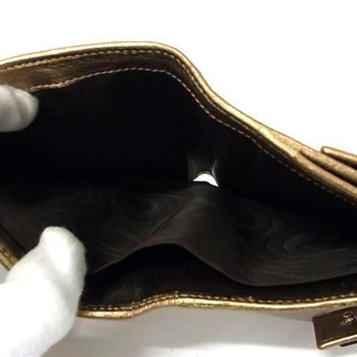 Gucci Gold Brown Canvas Leather Wallet (Bi-Fold) ( )
