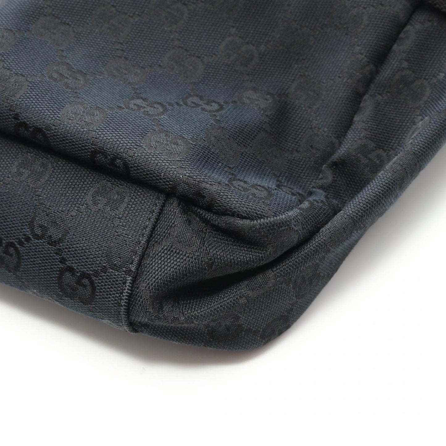 Gucci Black Navy Canvas Leather Shoulder Bag ( )