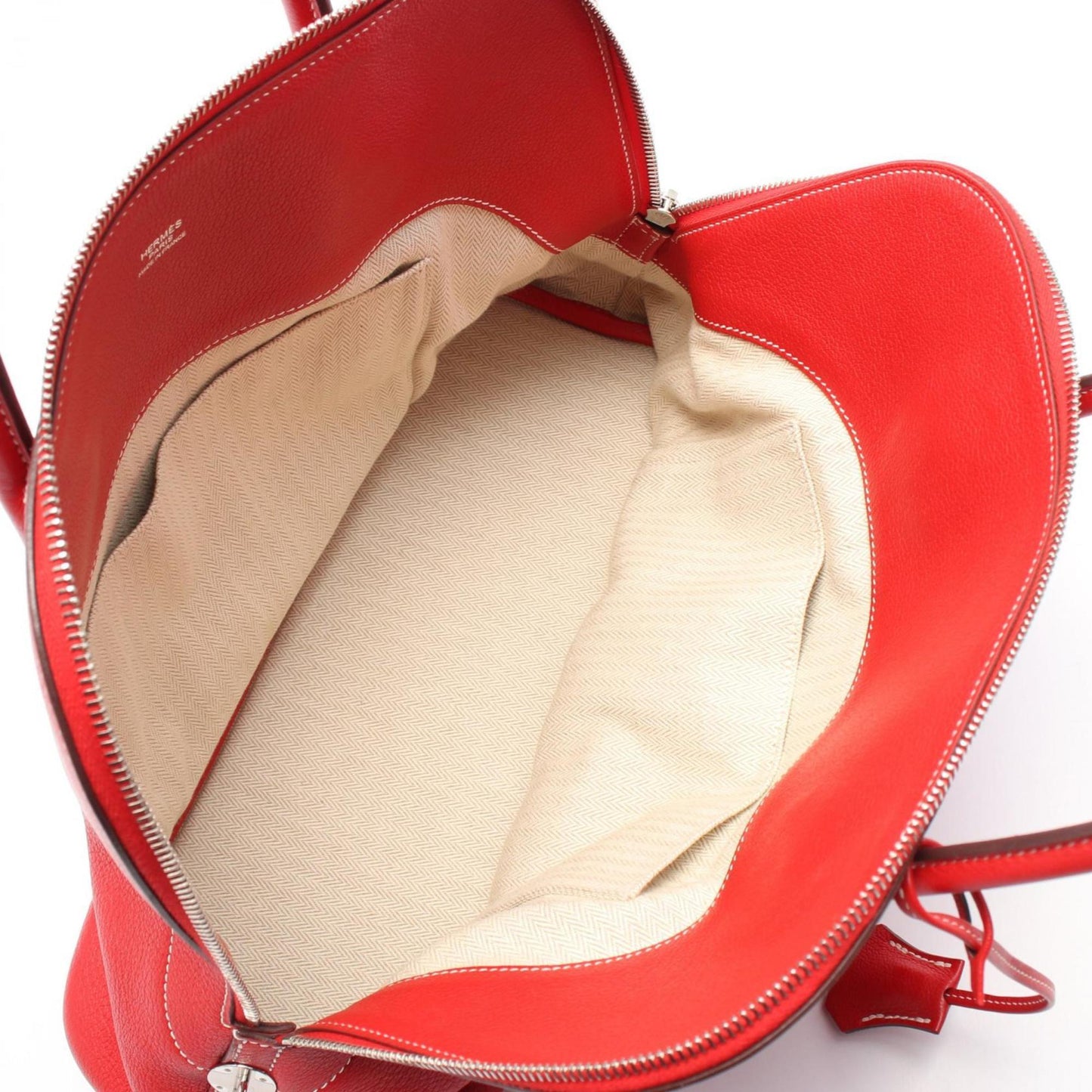 Hermes Red Color Vermilion Taurillon Clemence Leather Handbag ( )
