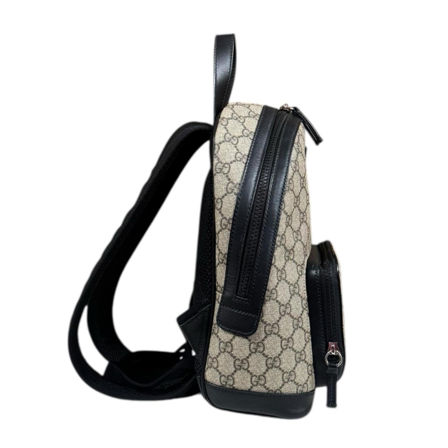 Gucci Beige Black Gg Supreme Canvas Backpack ( )