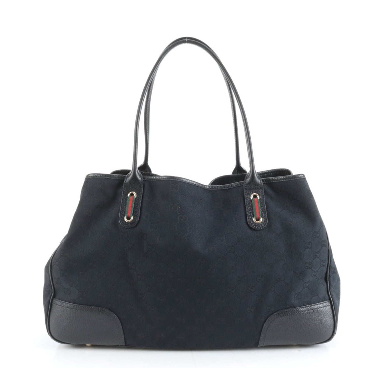 Gucci Black Leather Canvas Tote Bag ( )