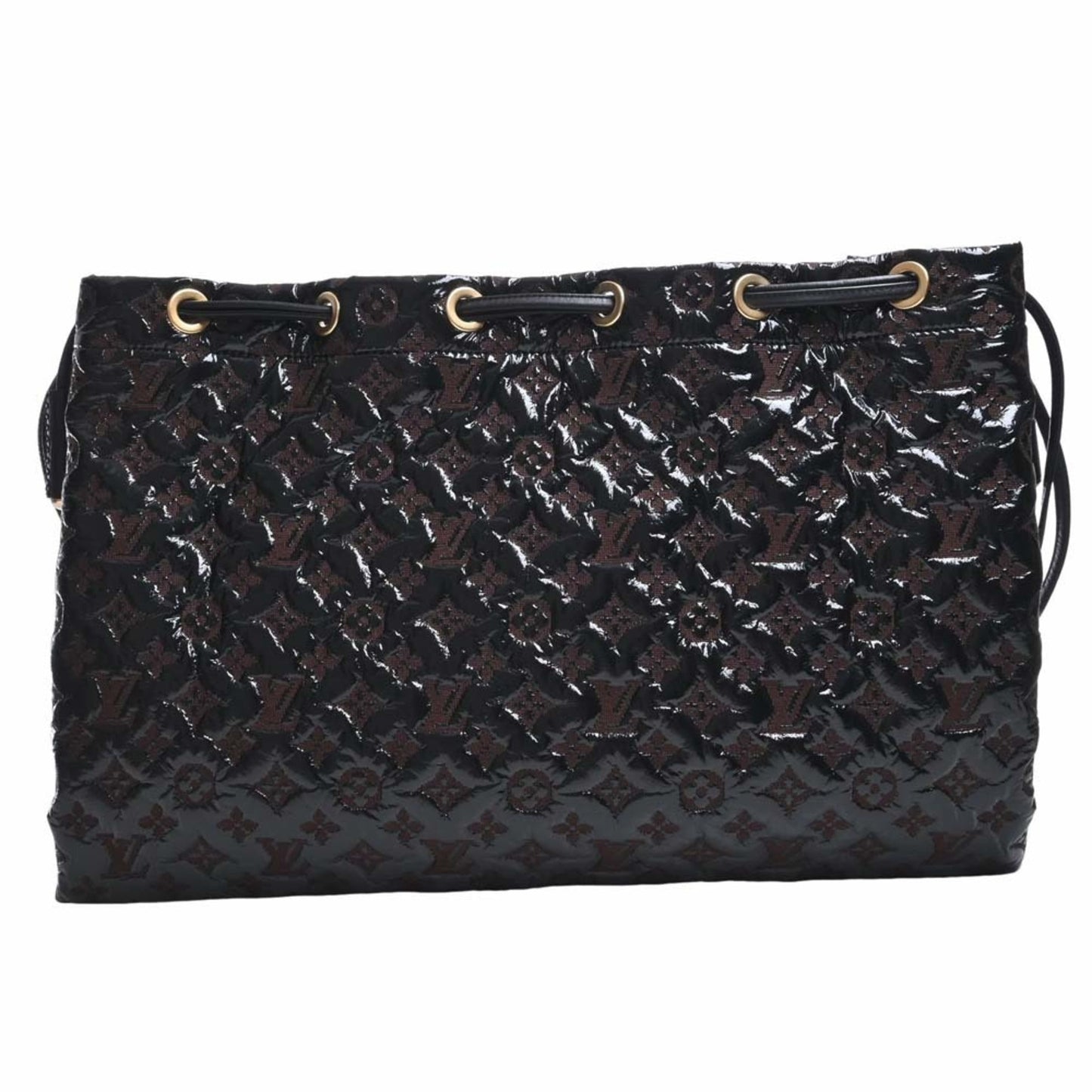 LOUIS VUITTON Monogram Envinil Squeech Shoulder Bag Black/Brown Women's