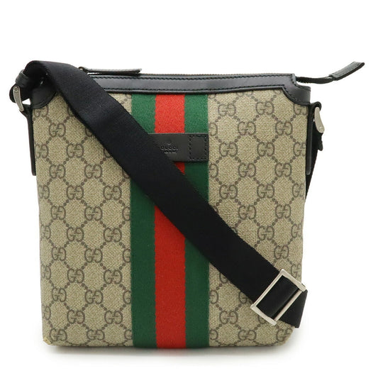 Gucci Beige Black Green Red Color Gg Supreme Leather Shoulder Bag ( )