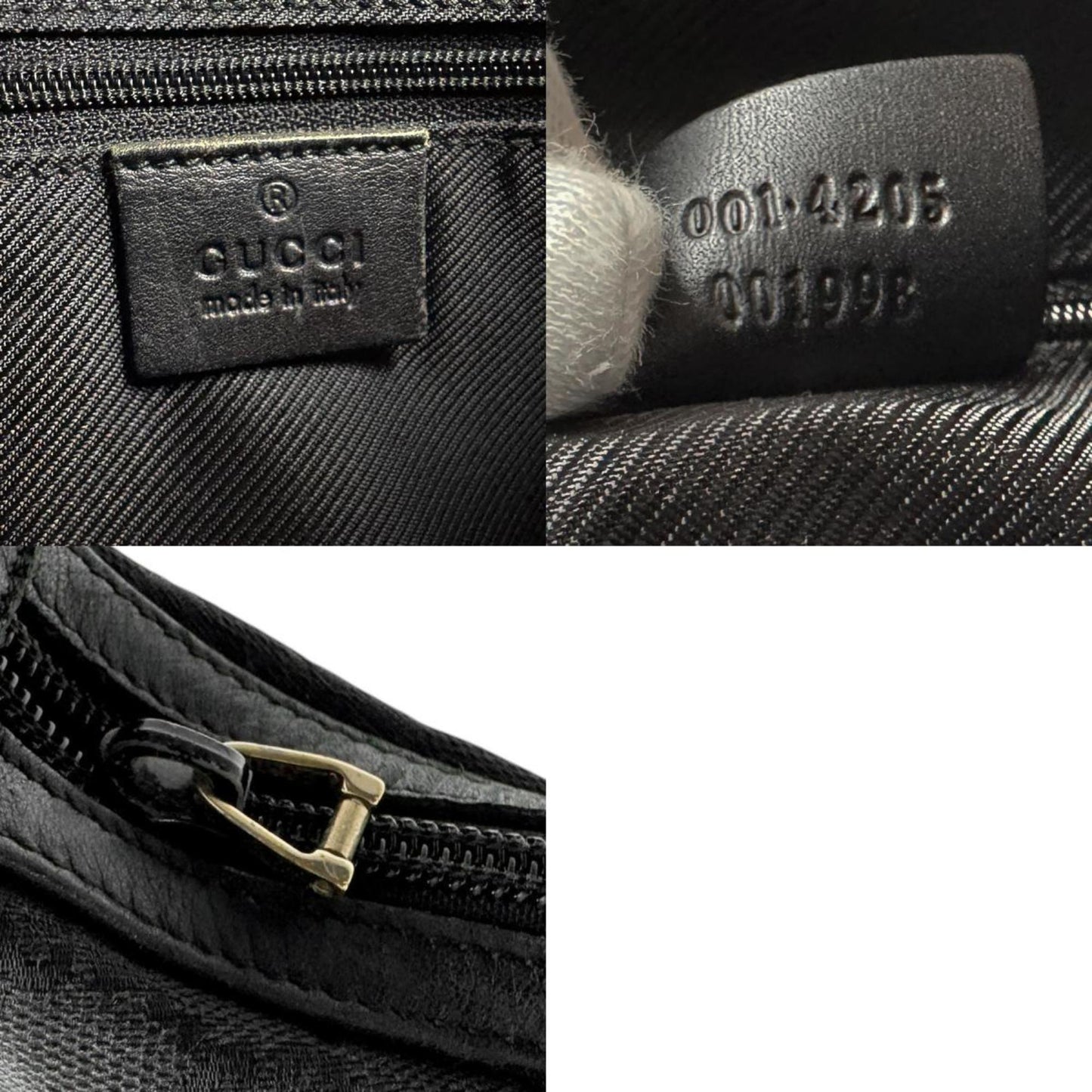Gucci Black Gg Canvas Leather Shoulder Bag ( )