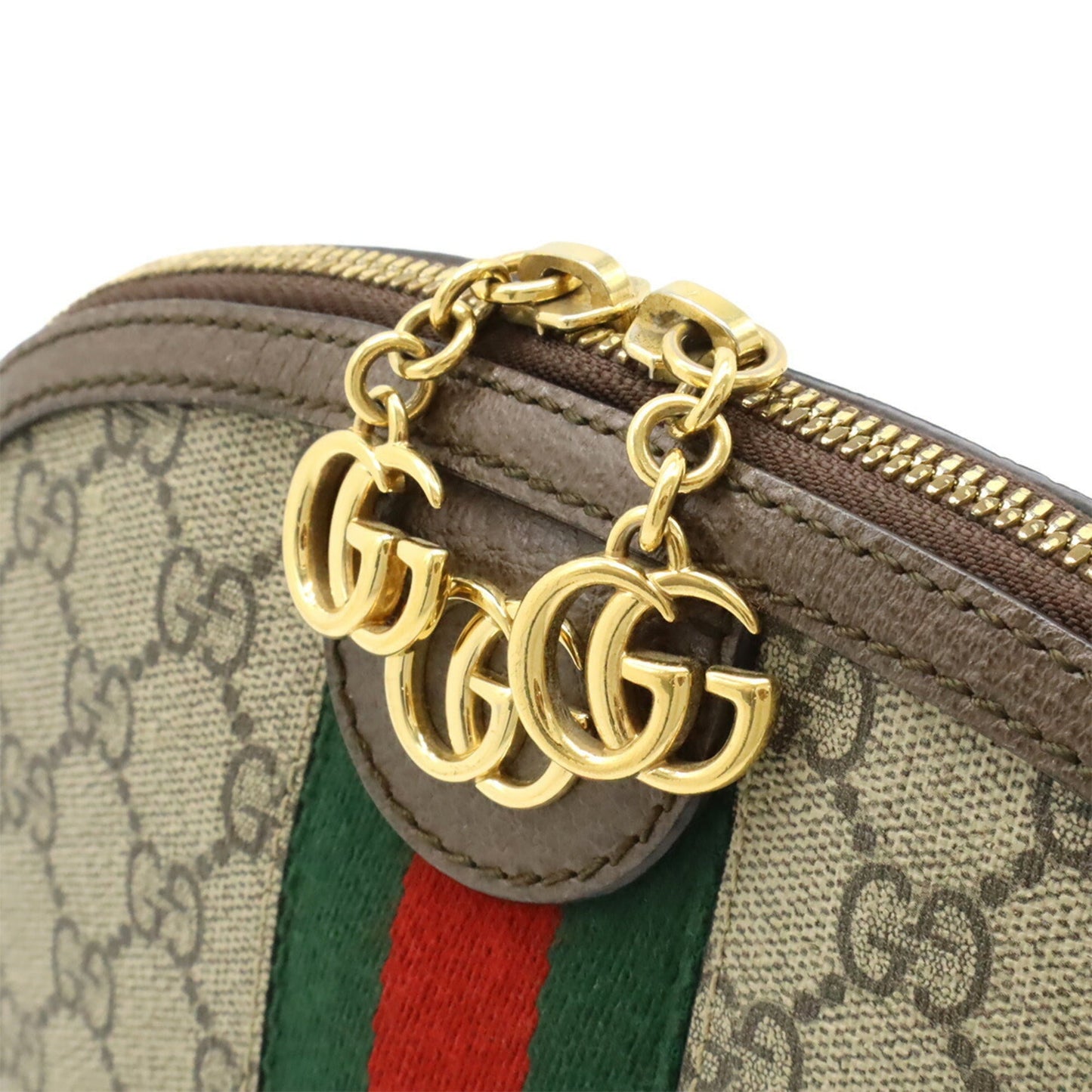 Gucci Beige Brown Green Red Color Gg Supreme Leather Pochette Shoulder Bag ( )