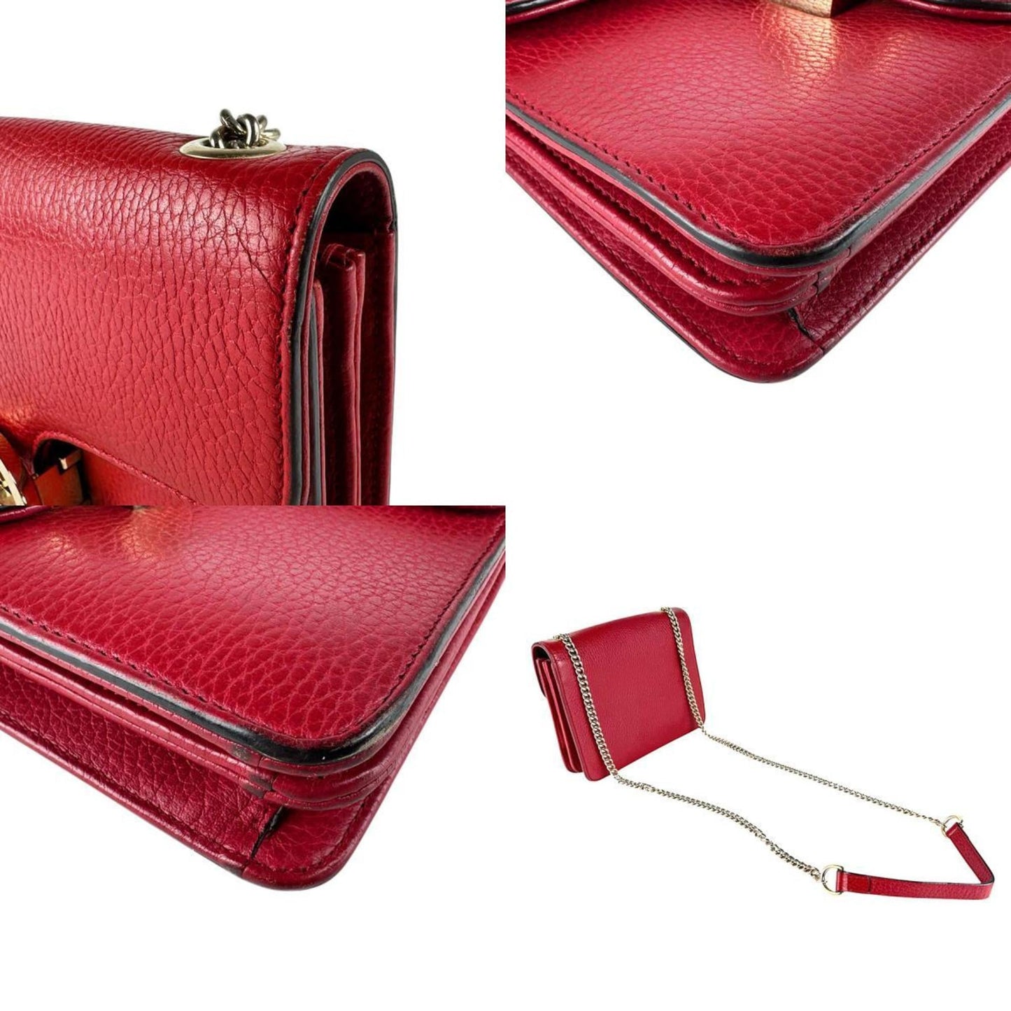 Gucci Red Color Leather Shoulder Bag ( )