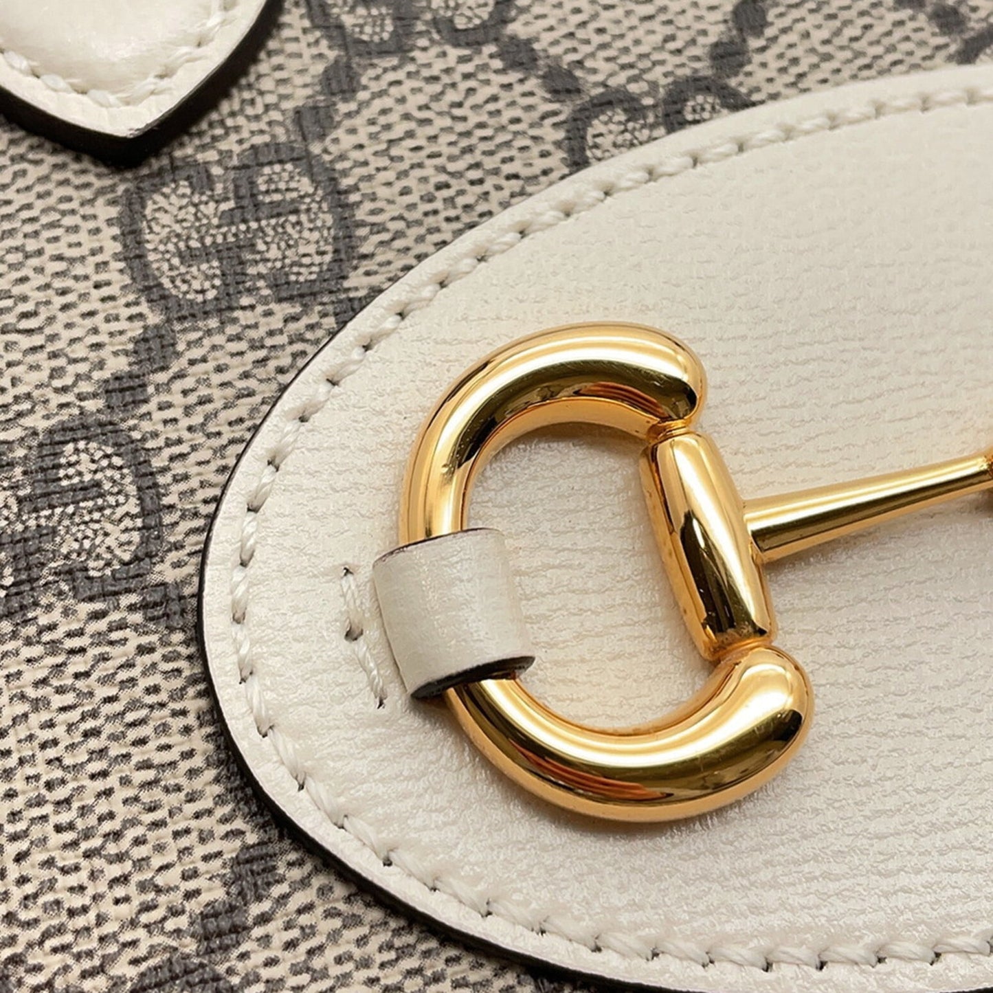 Gucci Horsebit Beige Ivory Gg Supreme Leather Handbag Shoulder Bag ( )