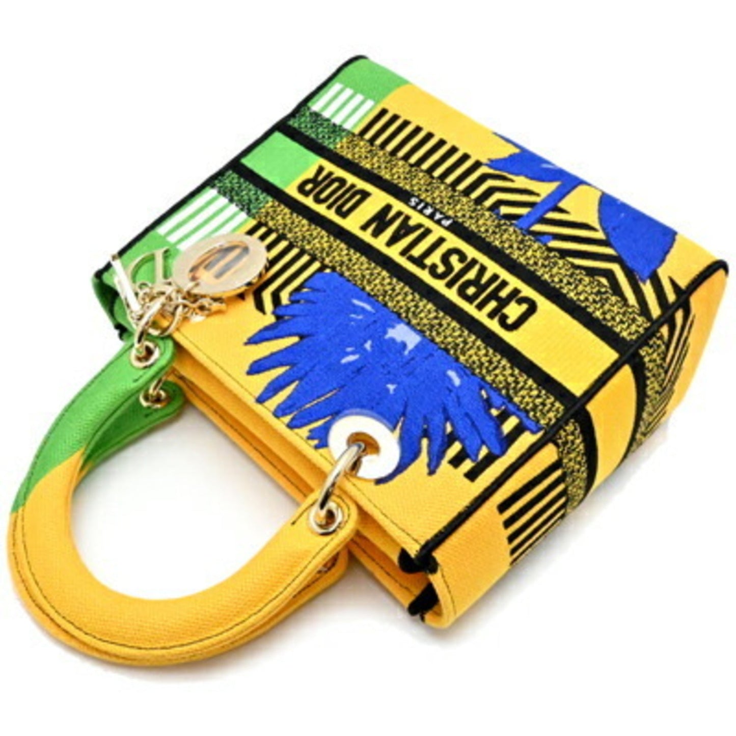 Christian Dior Multi-Color Yellow Canvas Handbag ()