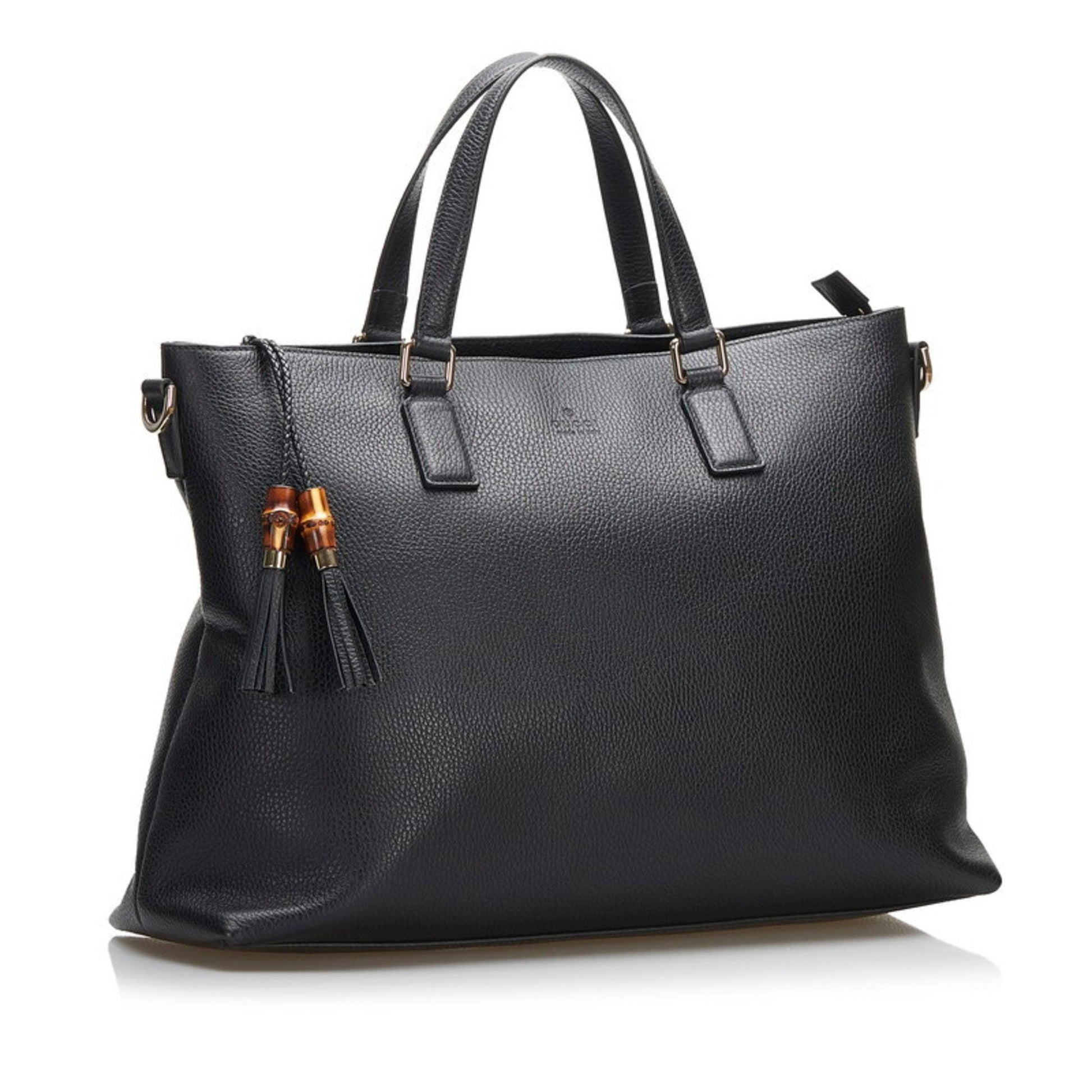 Gucci Bamboo Black Leather Tote Style 5