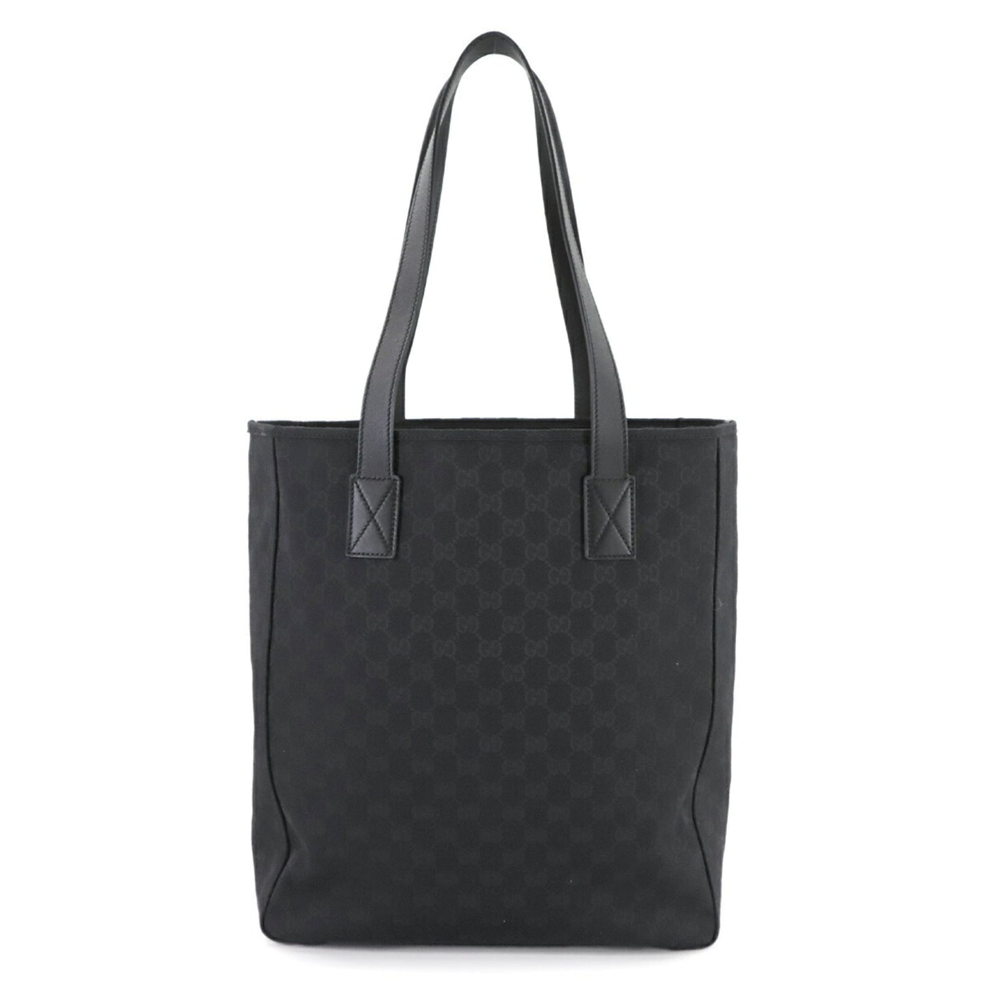 Gucci Black Gg Canvas Leather Tote Bag ( )