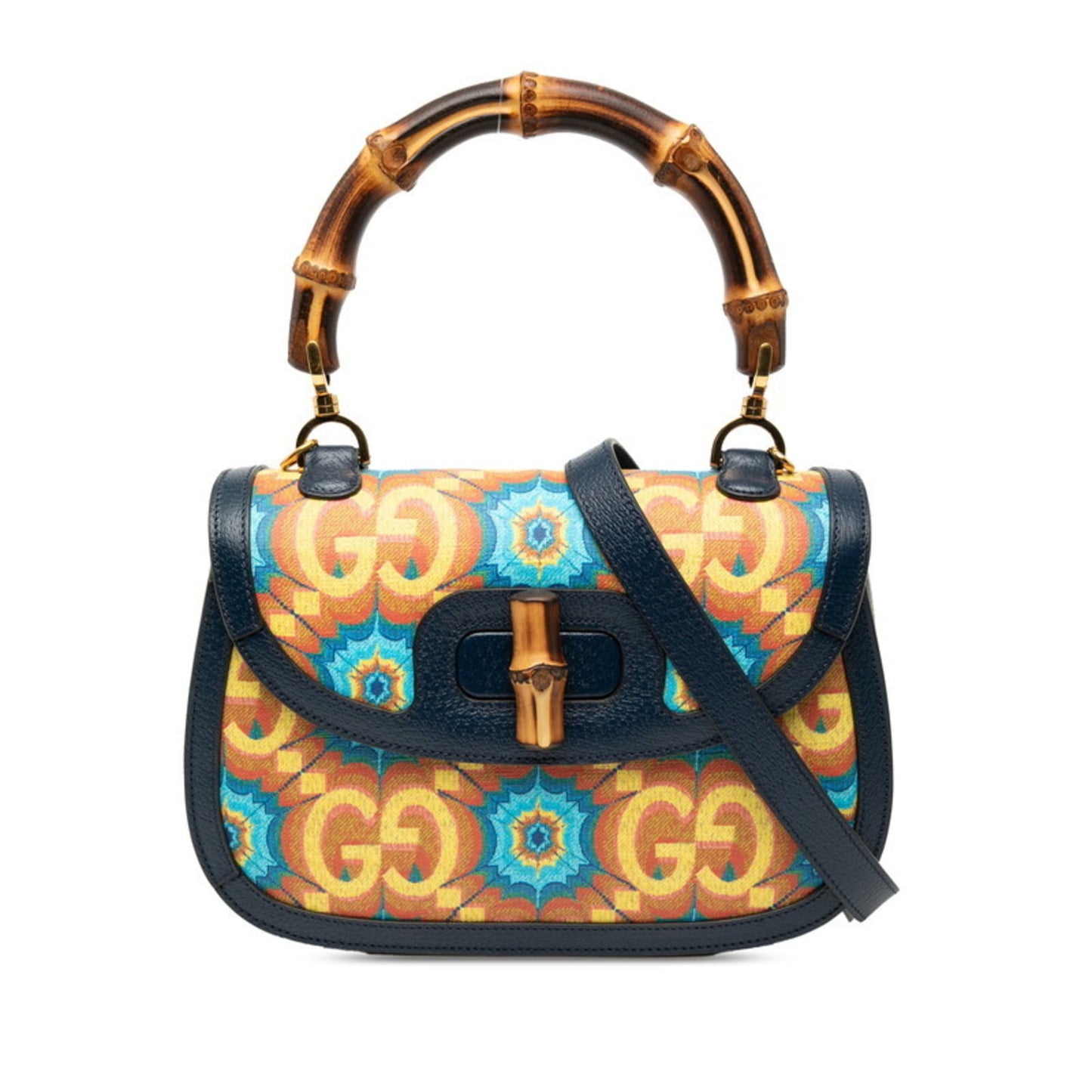 Gucci Multi-Color Navy Pvc Leather Handbag Shoulder Bag ( )