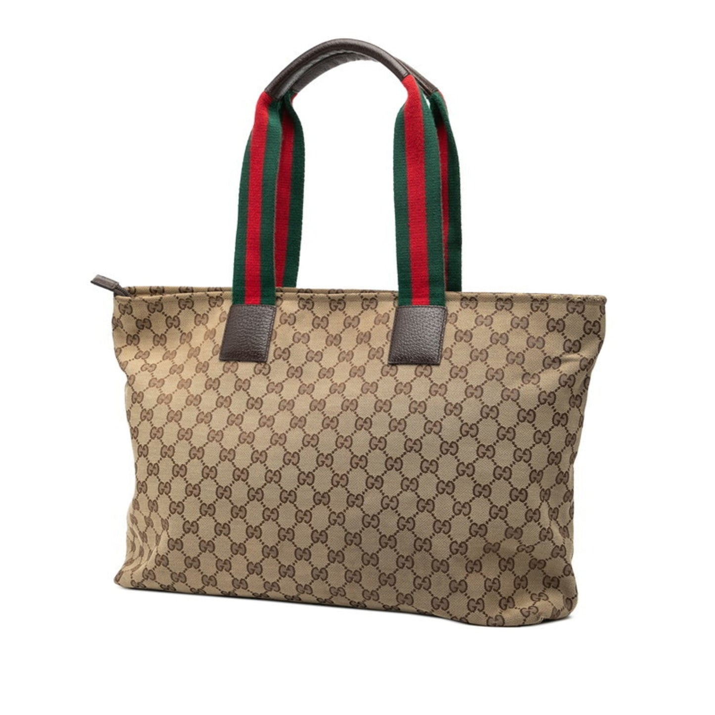 Gucci Beige Multi-Color Canvas Leather Tote Bag ( )