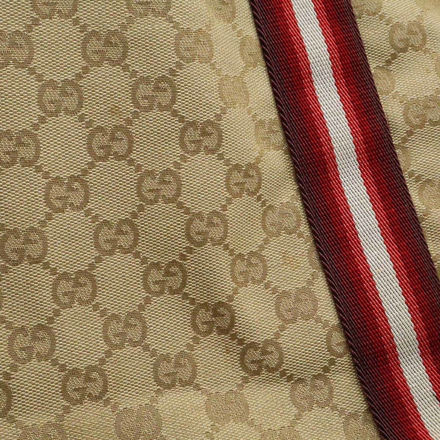 Gucci Beige Multi-Color Red Color Canvas Leather Shoulder Bag Tote Bag ( )