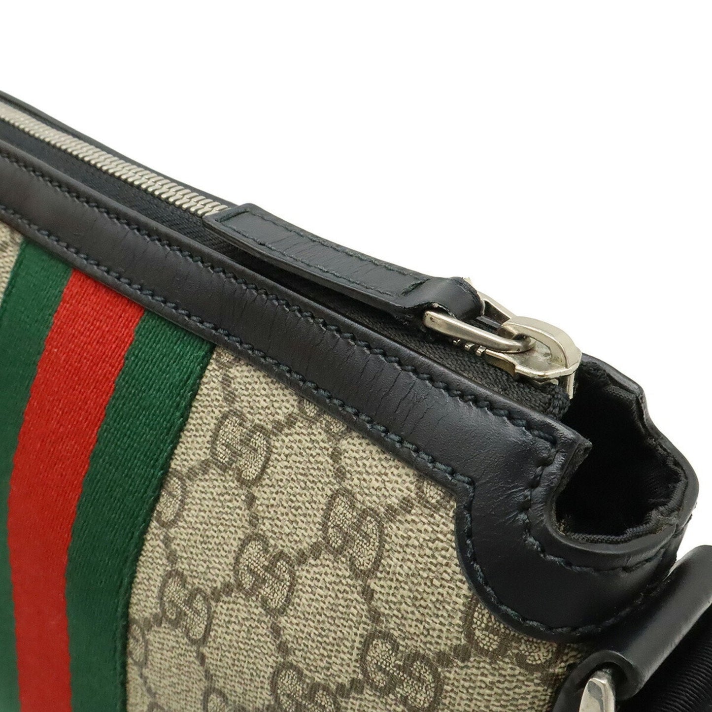 Gucci Beige Black Green Red Color Gg Supreme Leather Shoulder Bag ( )