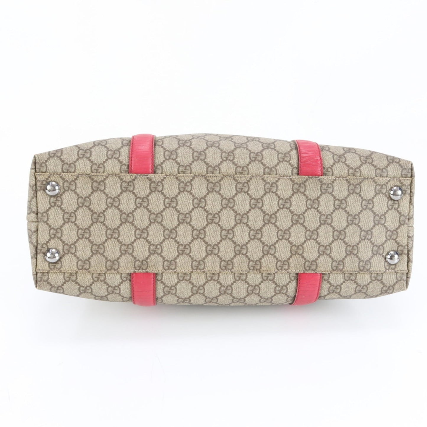 Gucci Brown Red Color Leather Coated Canvas Tote Bag ( )