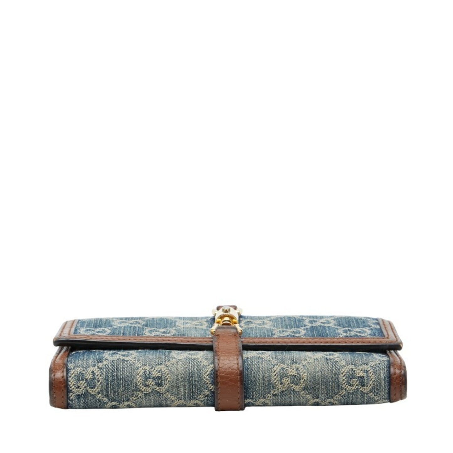 Gucci Blue Brown Denim Leather Chain/Shoulder Wallet ( )