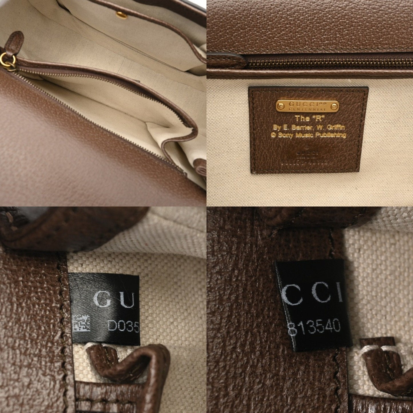 Gucci Beige Green Canvas Leather Handbag ( )