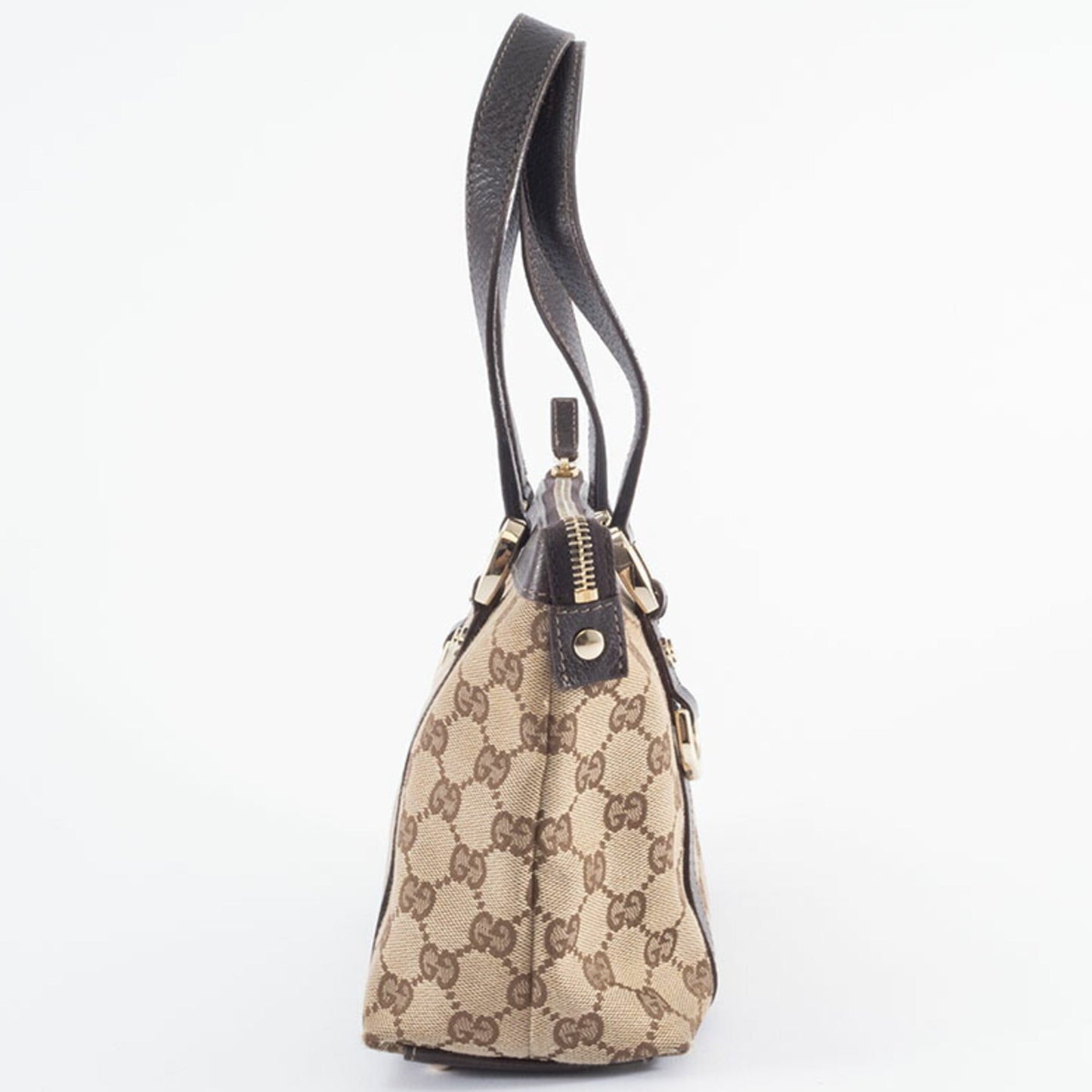 Gucci Gg Canvas Beige Brown Gg Canvas Leather Tote Bag ( )