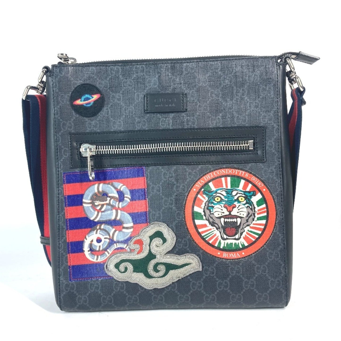 Gucci Black Multi-Color Gg Supreme Messenger Bag Shoulder Bag ( )