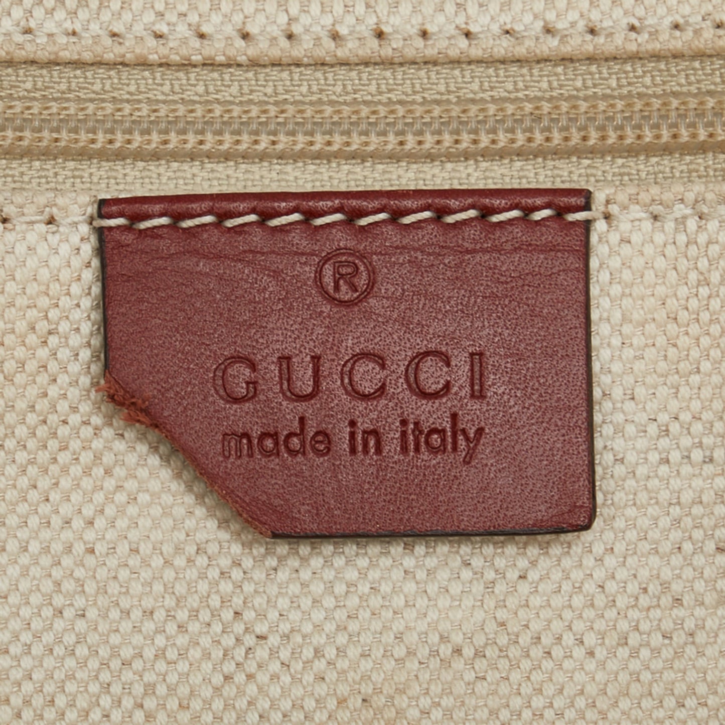 Gucci Beige Red Color Canvas Leather Shoulder Bag Tote Bag ( )