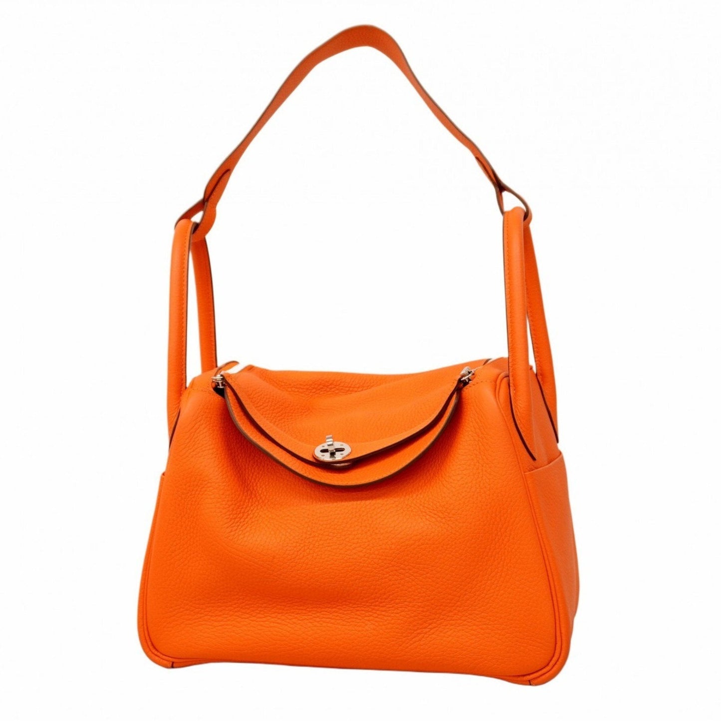 Hermes Orange Poppy Taurillon Clemence Leather Handbag ( )