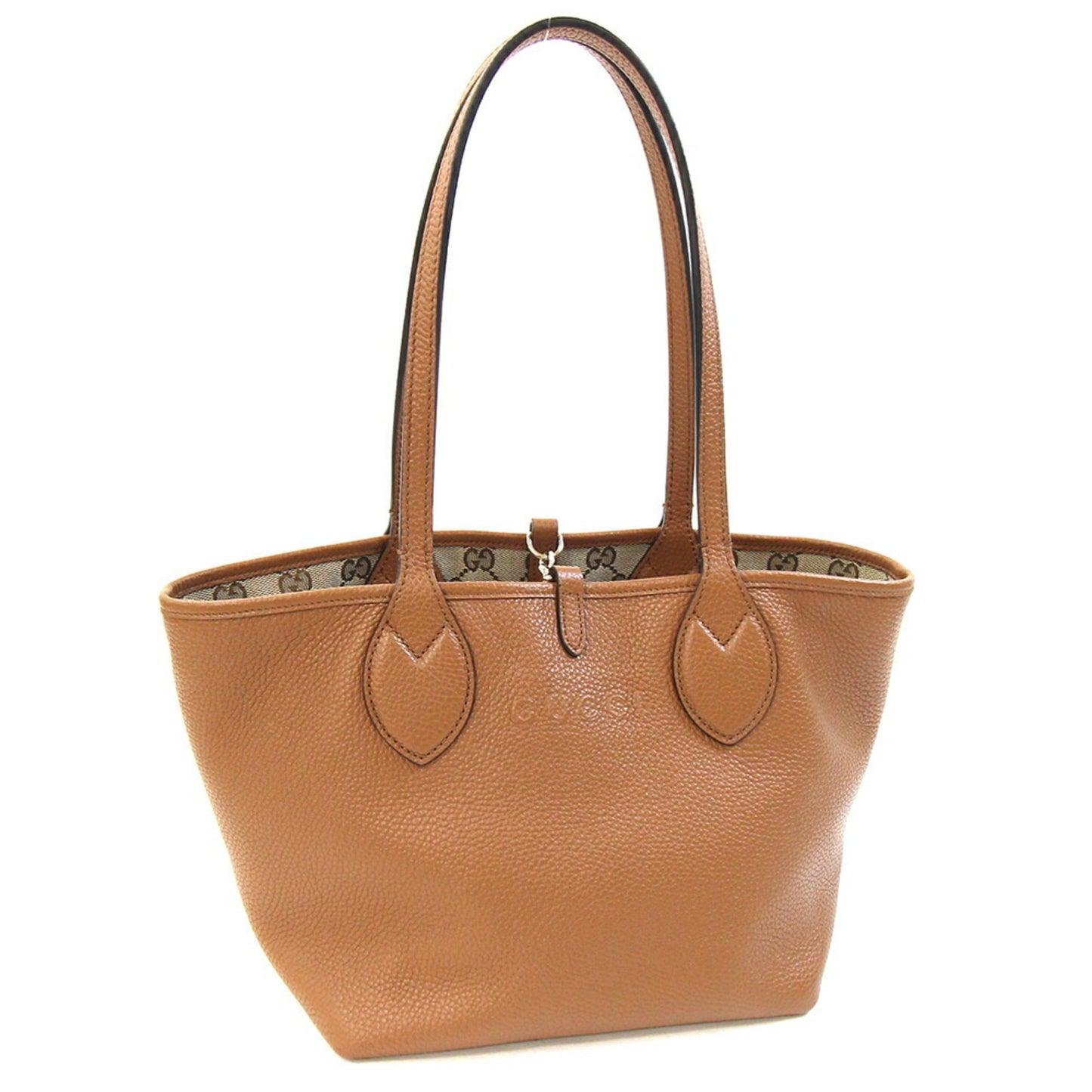 Gucci Brown Gg Canvas Leather Tote Bag ( )