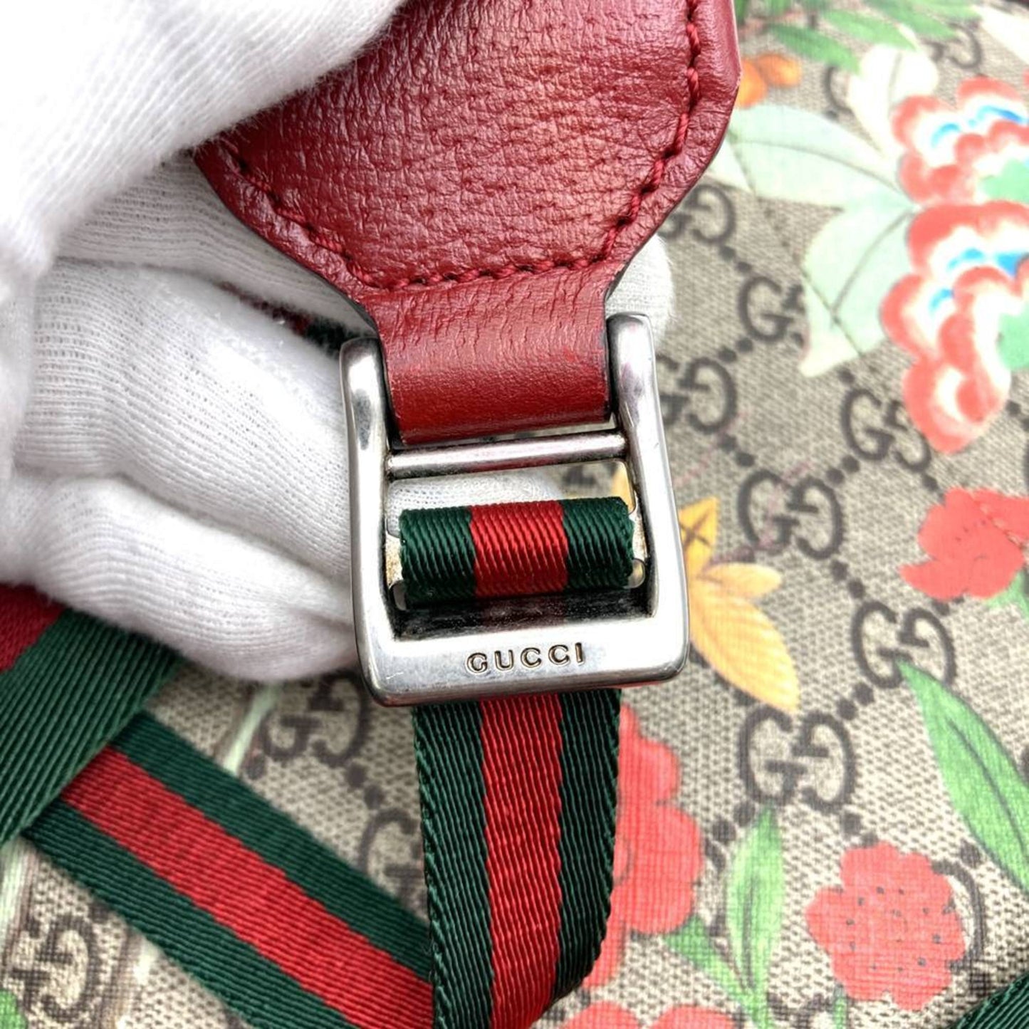Gucci Green Multi-Color Red Color Yellow Gg Supreme Canvas Leather Backpack ( )