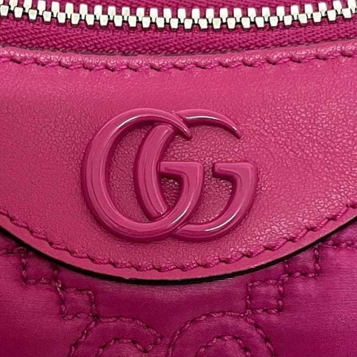 Gucci Pink Nylon Leather Canvas Shoulder Bag ( )