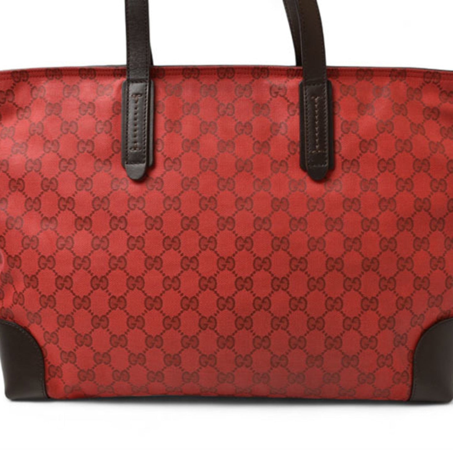 Gucci Dark Red Red Color Coated Canvas Shoulder Bag Tote Bag ( )